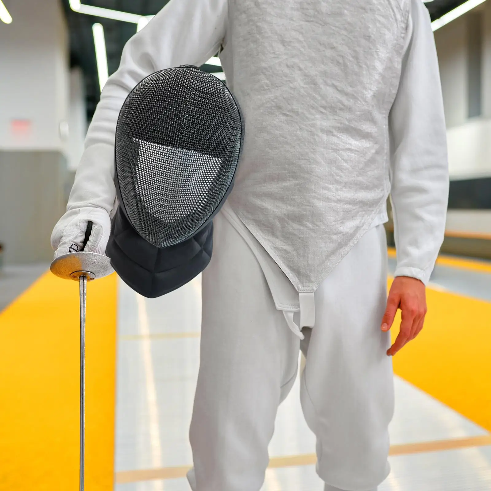 Fencing Mask Adjustable Metal Face Guard Sports Epee Helmet for Training and Daily Competition Practice