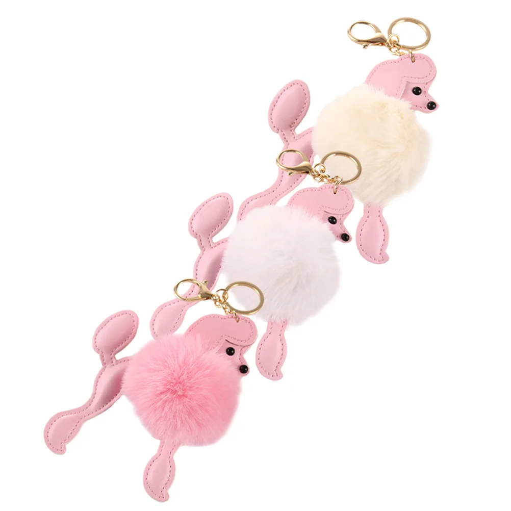 

3Pcs Stylish Poodle Shape Key Chain Pendant Bag Hanging Decor Backpack Accessories Luggage Pendant Hanging Decors