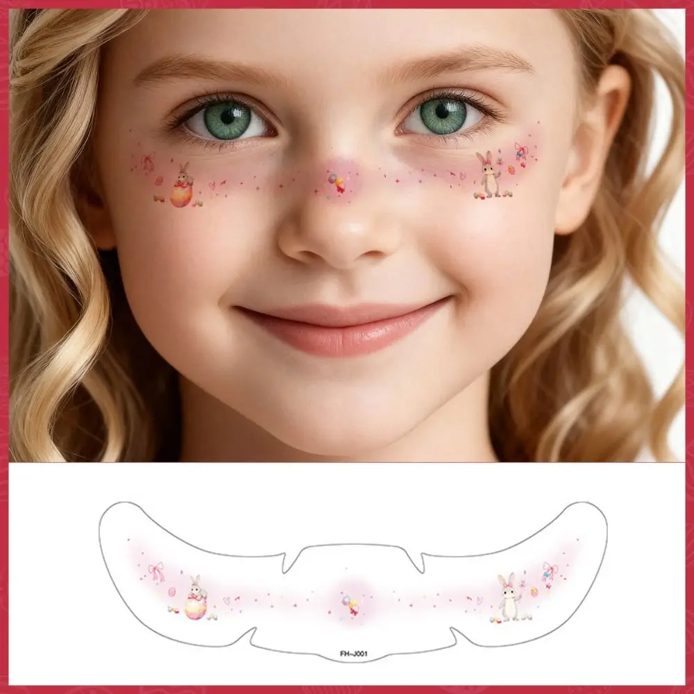

Одноразовые наклейки на лицо с кроликами и морковью, временные тату-макияжи для лица, стойкие тату-веснушки для вечеринок