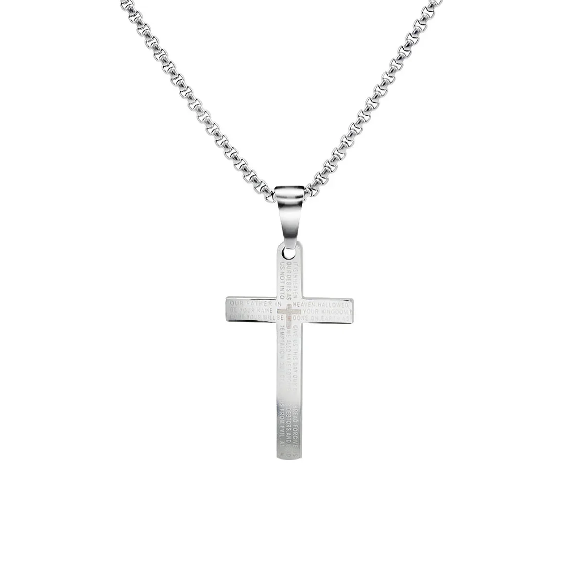 

Fashion Stainless Steel Cross Pendant Necklace For Women Men Link Chain Charm Cool Boys Girls Punk Hip Hop Jewelry Gift