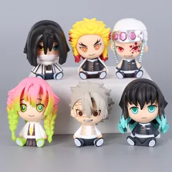 6pcs/set Demon Slayer Tomioka Giyuu Kanroji Mitsuri Iguro Obanai Tokitou Muichirou Action Figures Cute version toys
