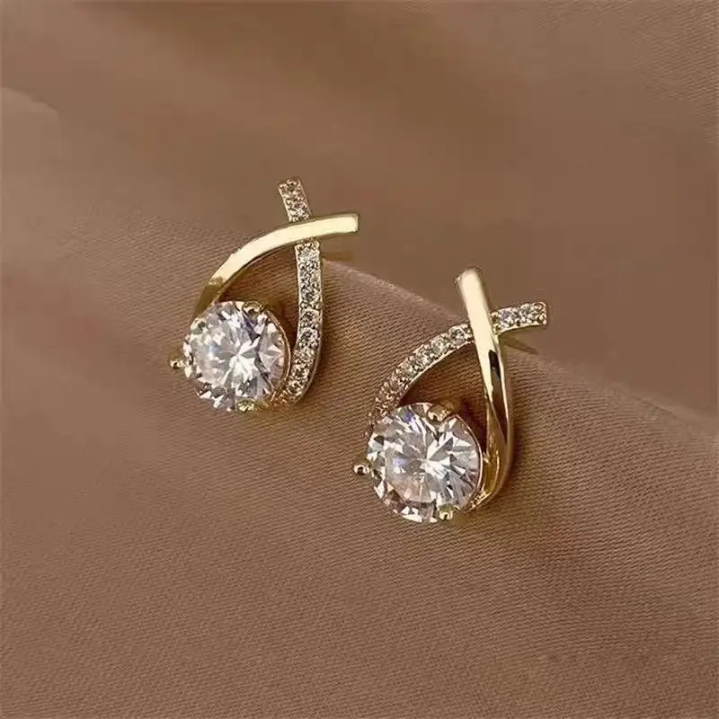 

S925 Silver Platinum-Plated 1CT D Color Cross-Shape Moissanite Stud Earrings for Women Fine Jewelry