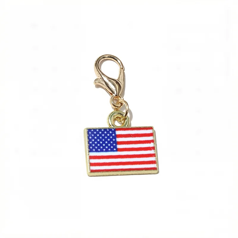 10pcs Enamel National Flags of Countries Charms Pendant with Lobster Clasp DIY Jewelry Making Accessories for Keychain Bracelet image 4