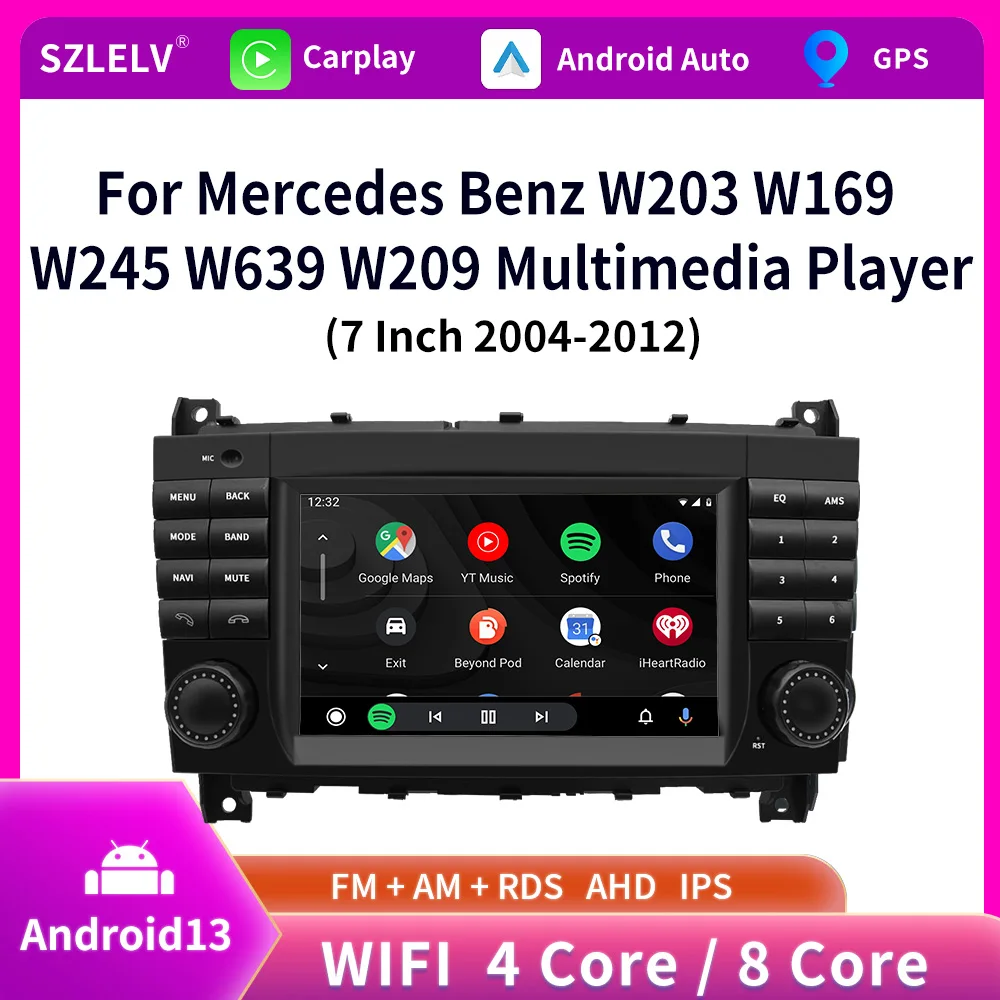 

7 Inch Android Auto CarPlay Car Multimedia Player for Mercedes W203 Benz W203 W209 Vito W639 Vaneo CLK W210 Bluetooth Car Radio