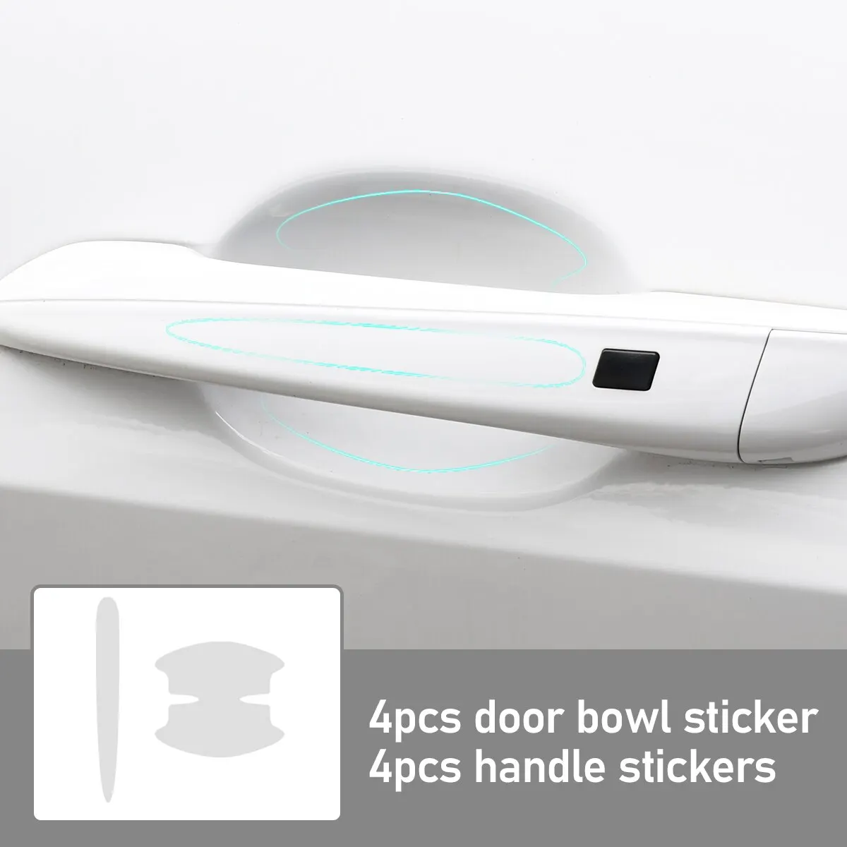 8Pcs TPU Car Door Bowl Anti-scratch Sticker Clear Door Bowl Handle Protection Sticker Paint Surface Film Car Accessories Decals