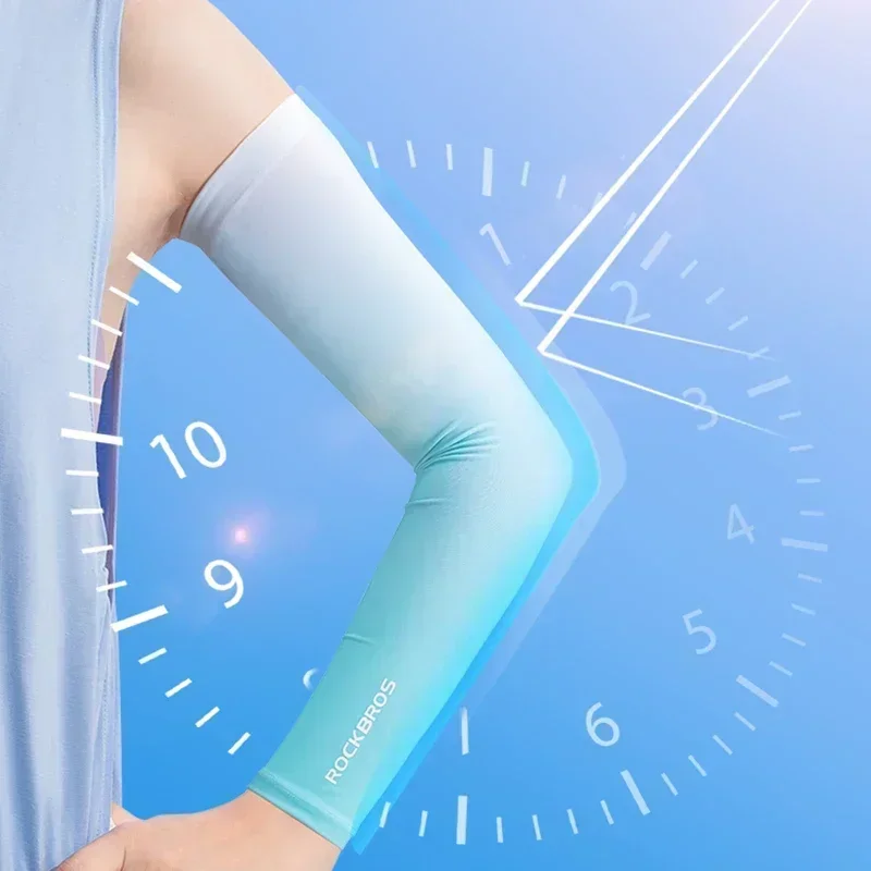 ROCKBROS Arm Sleeves Gradient Color Running Fishing Sunscreen Sleeve Summer Cool Quick Dry Breathable Ice Silk Cycling Equipment