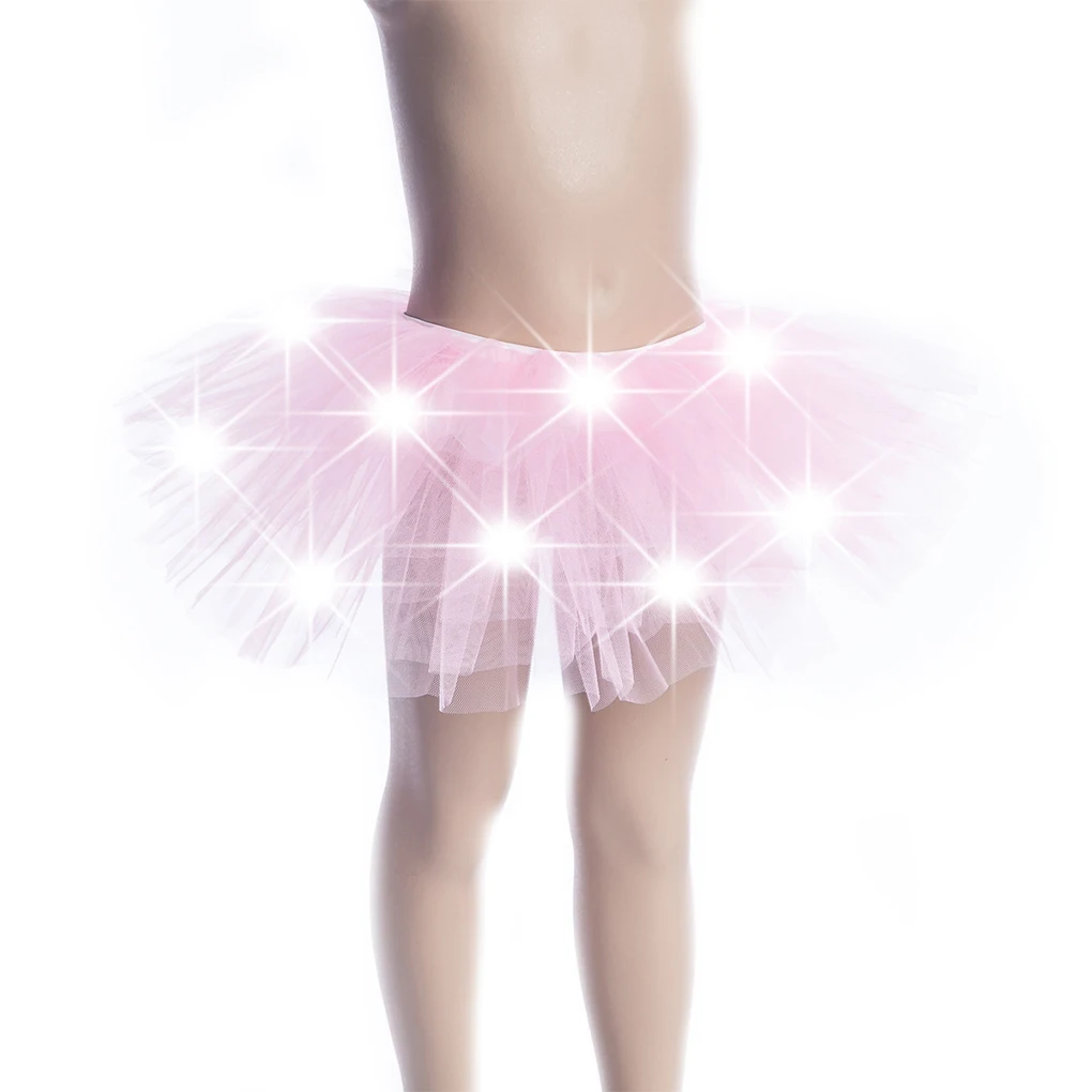 Kids Girls Light Up LED Tutu Novelty Stage Dance Skirt Mini Skirt Dancewear Children Party Costume