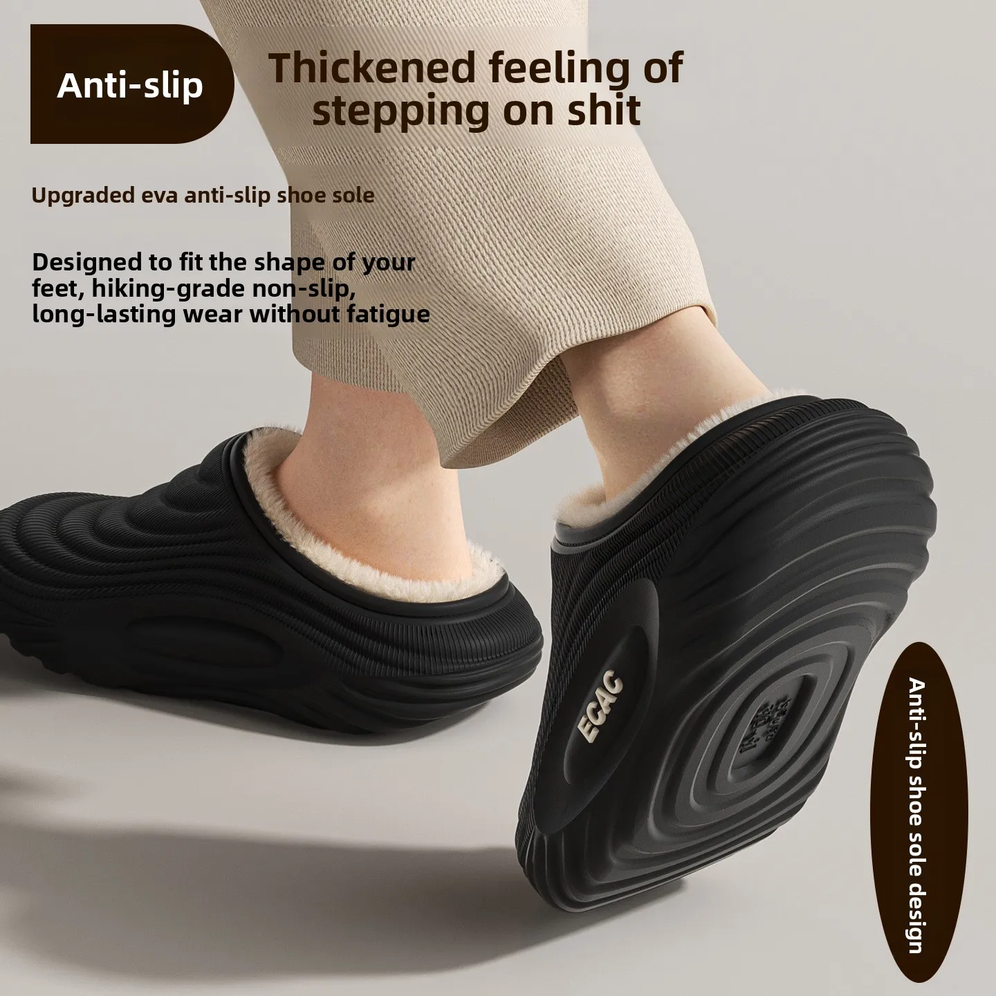Warm Long Plush Waterproof Eva Indoor Slippers Women 2026 Winter Soft Thick Bottom Non Slip Home Slippers Couple's Furry Slides view 4