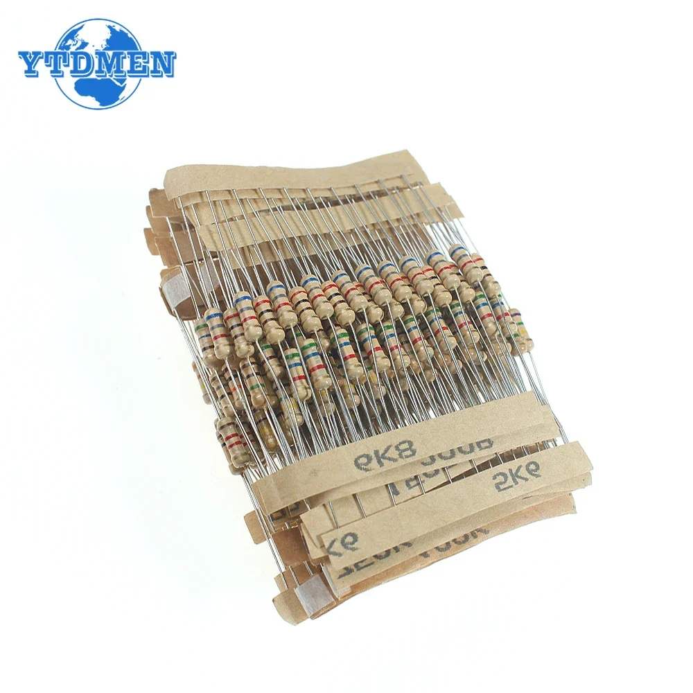 300 pz/lotto resistori 1/2W 30 tipi Set di resistori a Film di carbonio, resistenza 0.5W 5% 1 Ohm ~ 3M Kit di assortimento di resistenza ad anello