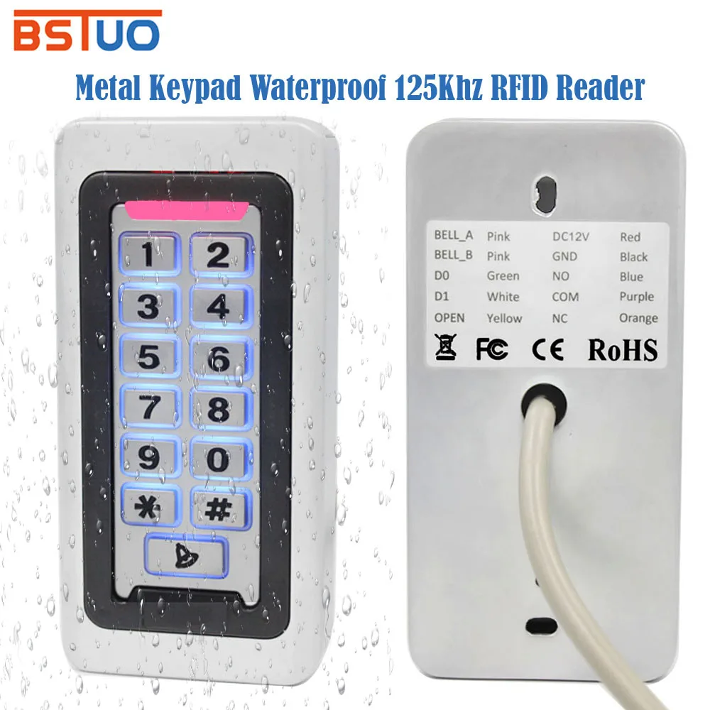 

Metal Key Waterproof Access Lock 125khz Rfid Card Proximity Reader Door Access Control Keypad System 1000 User Outdoor Door Lock