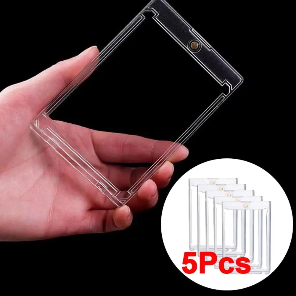 

5Pcs Magnetic Card Holder Case Hard Plastic Material Clear Idol Photo Cards Protector Acrylic 35PT Thickness