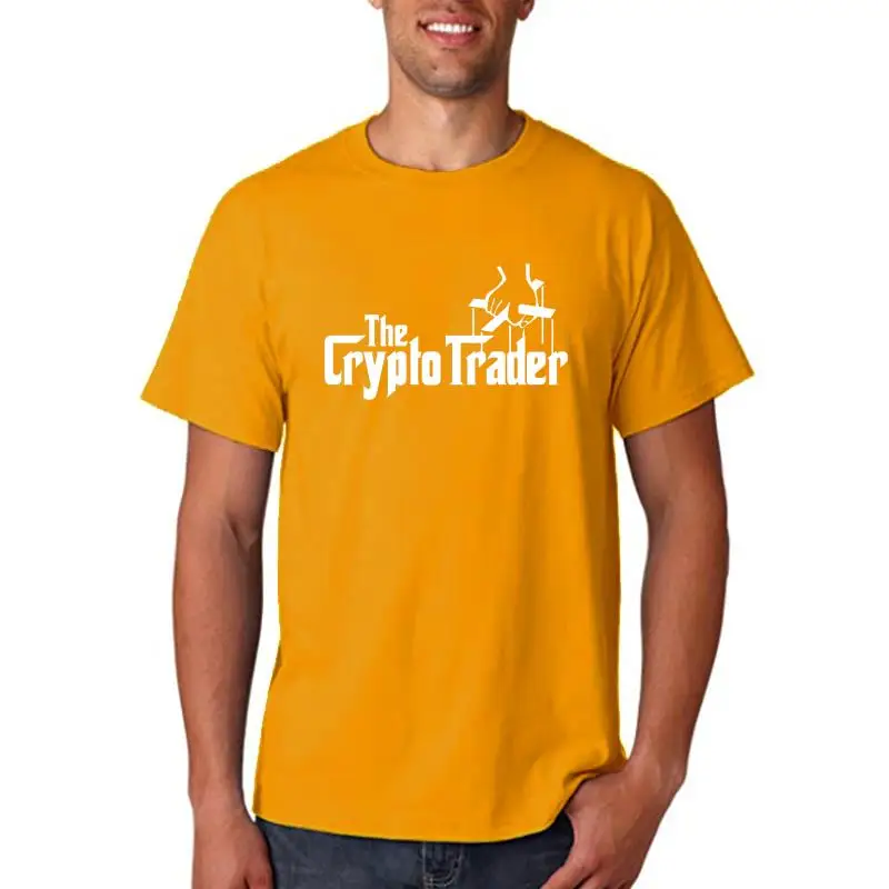 The Crypto Trader - T-Shirt - Godfather Spoof - Cryptocurrency Bitcoin BTC LTC  3D Men Hot Cheap Short Sleeve Male T Shirt