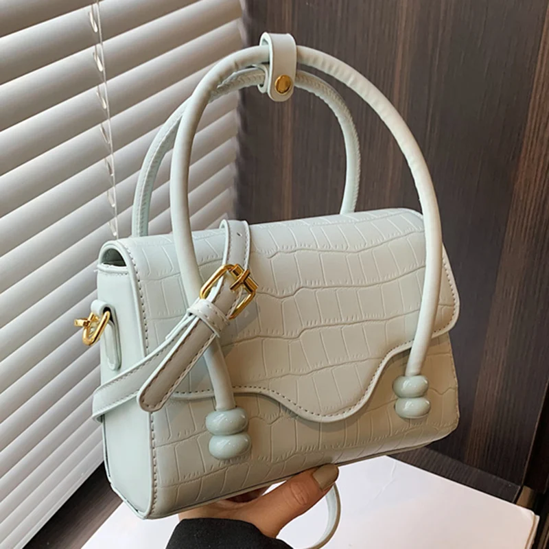 Fashion Women Stone Pattern PU Leather Shoulder Bags High Quality Handbags White Pink Clutch Female Solid Color Crossbody Bags