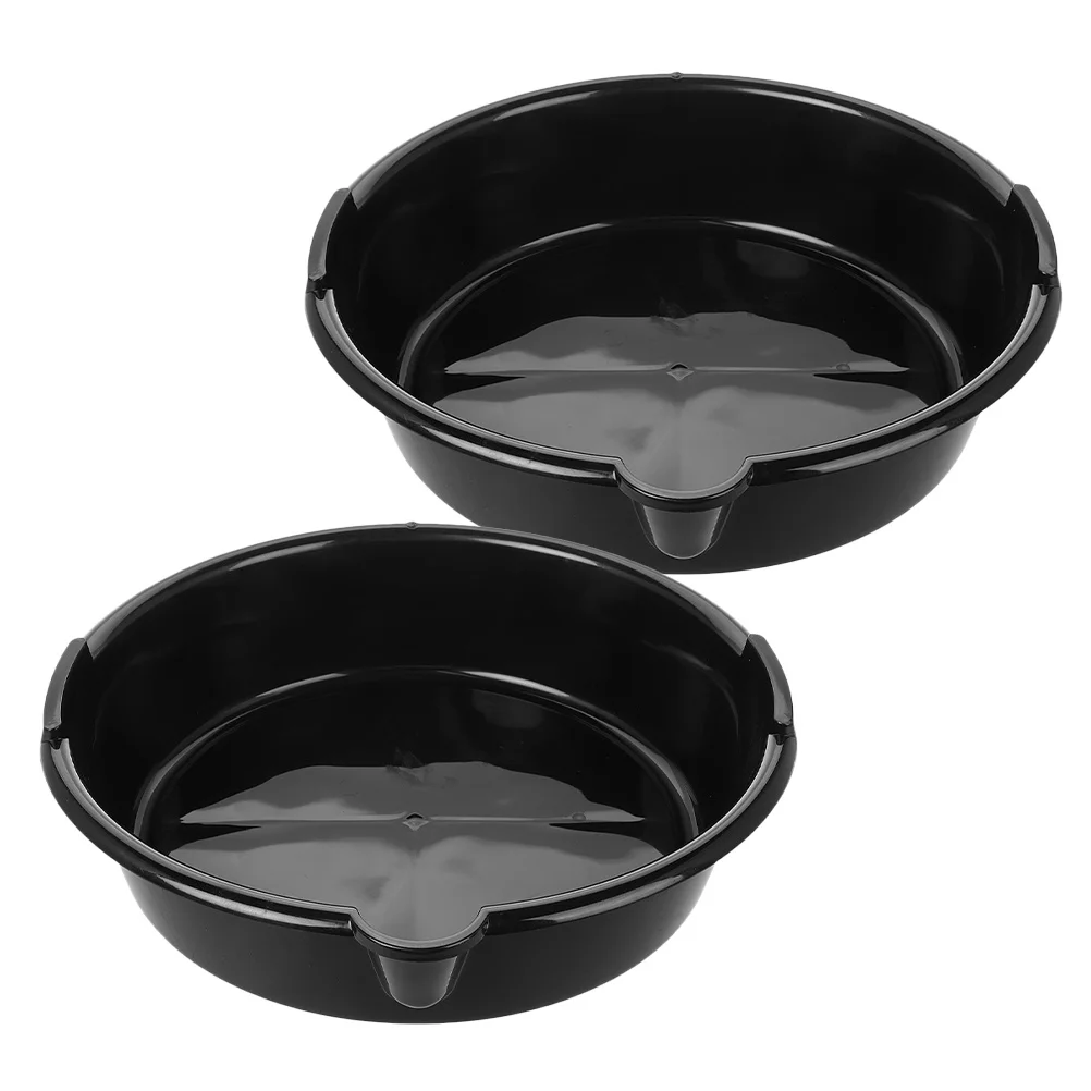 

2Pcs Oil Drain Pan Black Plastic Reusable Drip Tray for Oil Change Easy to Clean Spill Prevention Automotive Maintenance Tool