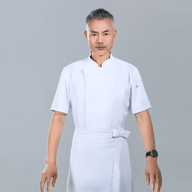 Food Service Men Chef Uniform Kitchen Jacket  Hotel Cooking Shirt Summer Restaurant Work Clothes Bakery Cafe Waiter Overalls