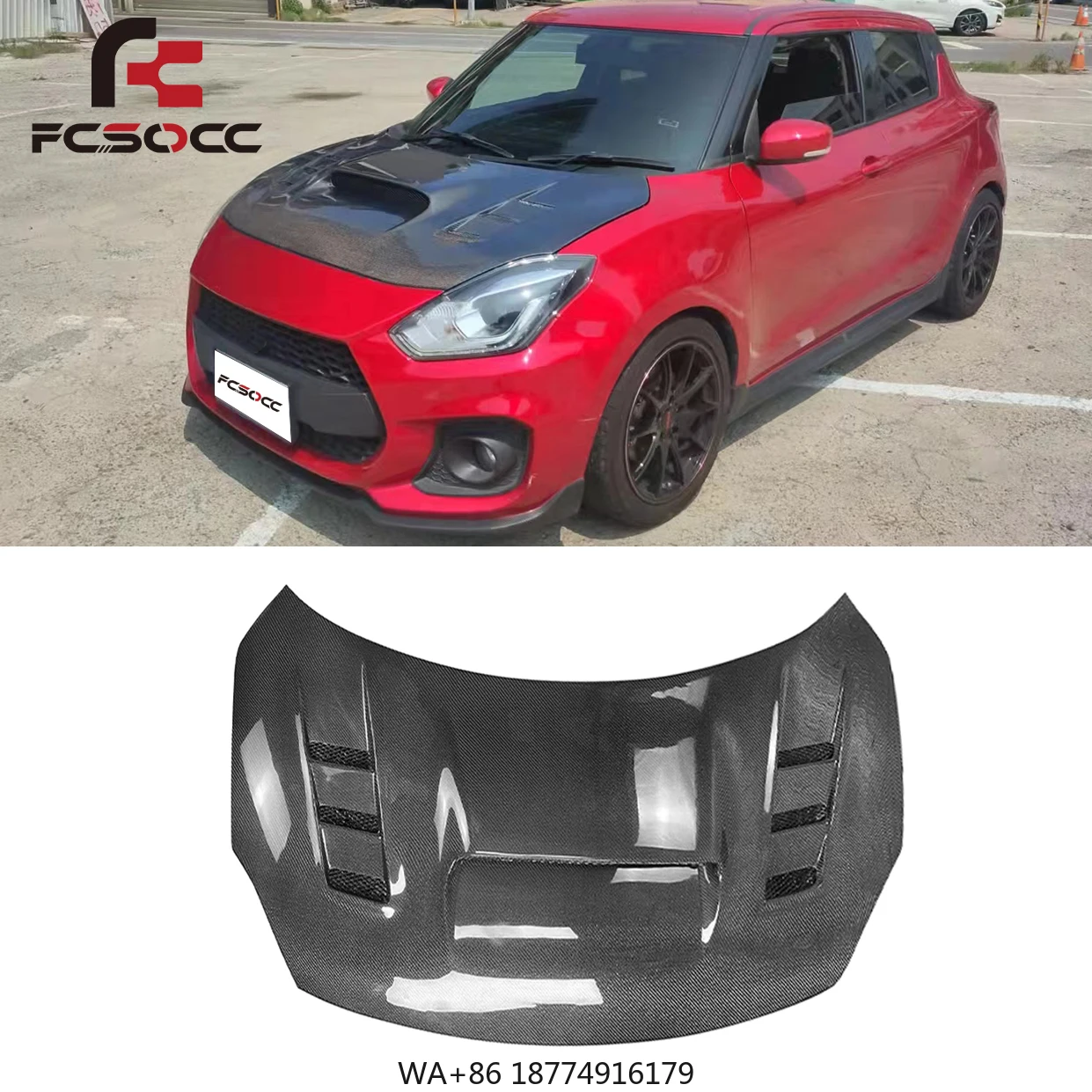 

Для Swift ZC33S 2018-2024: Капот из углеродного волокна, крышка двигателя, обвес, автозапчасти
