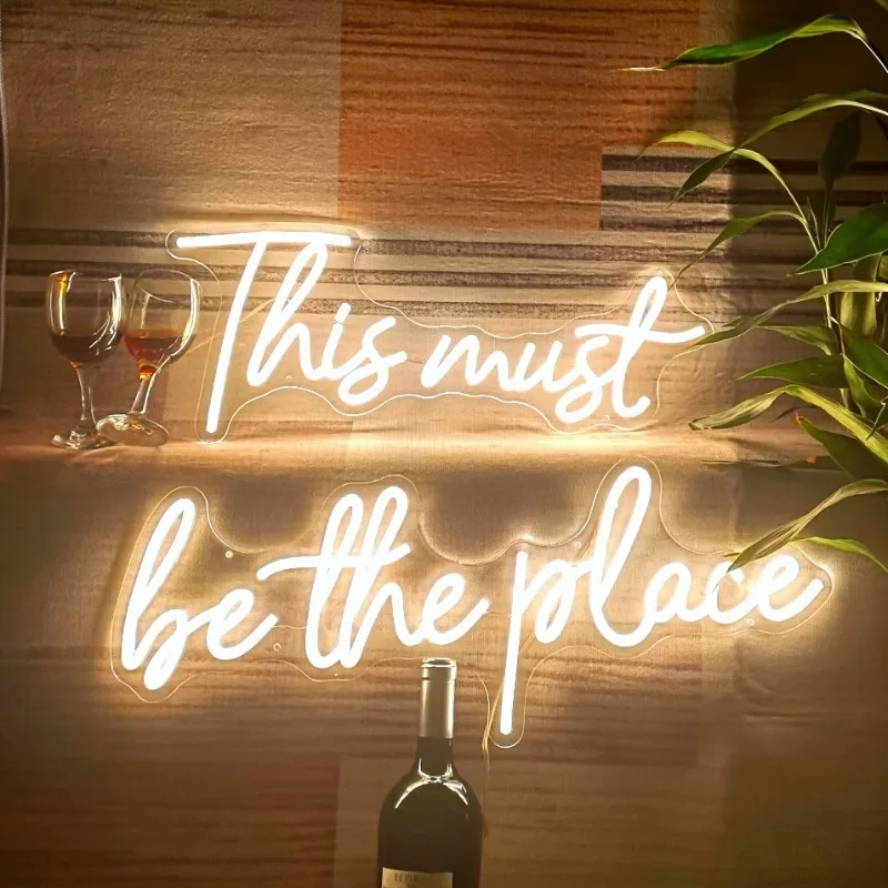 Dit Moet De Plaats Zijn Neon Muur Decor (Groot) Neonlichten Bruiloften Bar Office Cafe Party Neon Geleid 43,7X8 Inch Felroze