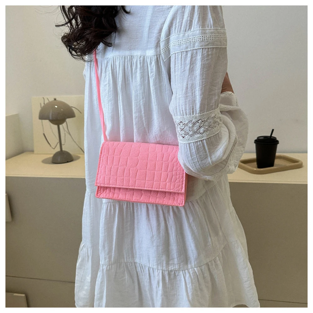 Women New Fashion Felt Crossbody Bags Single Shoulder Small Square Bag Casual Handbags