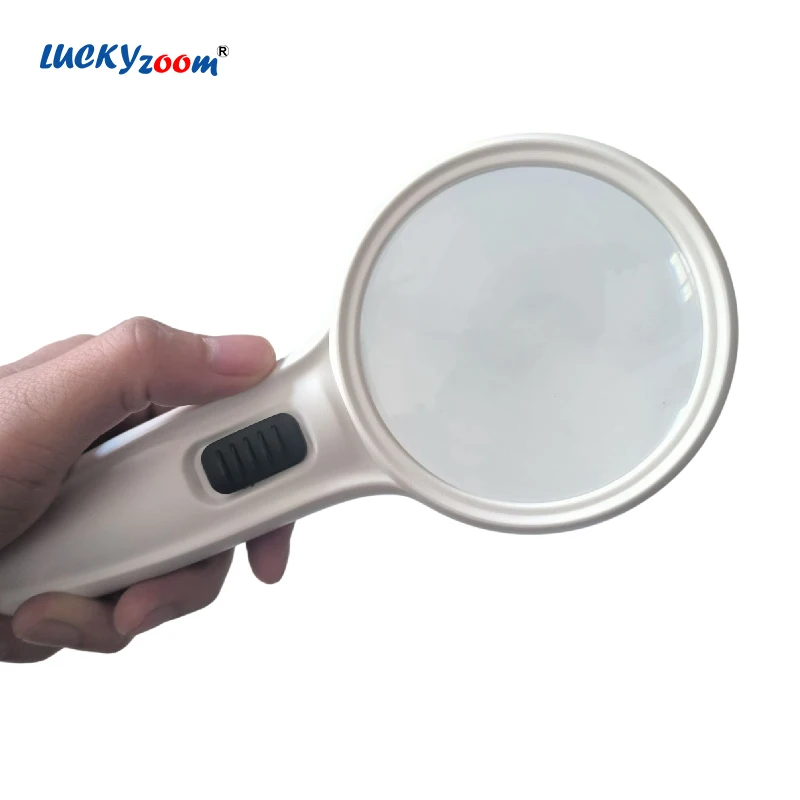 Black White 10X LED Light Magnifier 75mm Large Area Illuminated Magnifying Glass Double Layers Acrylic Optical Reading Lupe