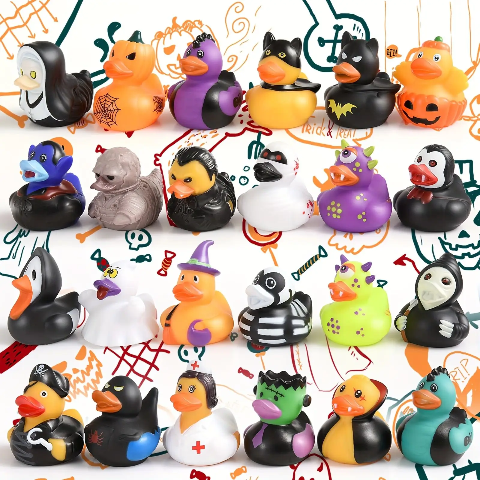 

36/72PCS Halloween Rubber Ducks in Bulk Assorted Jeep Duckies for Ducking Cruise Ducks Small Toys Party Favors Decoration