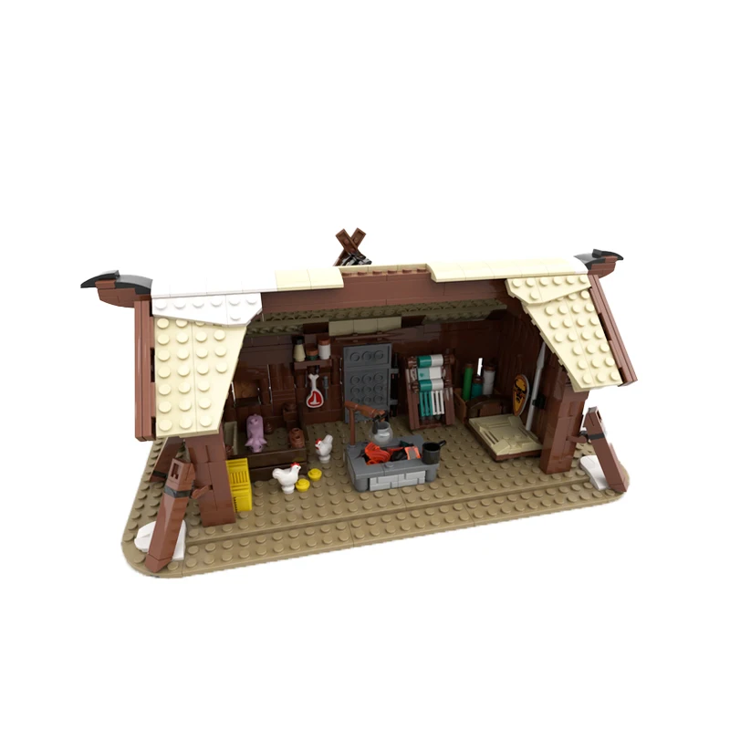 Architecture modulaire de la série médiévale pour enfants, temple nordique, maison de Vikings MOC, modèle d'assemblage de nuits, jouet en brique, cadeaux de bricolage