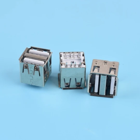 2.0 مقبس USB أنثى مزدوج الطبقة USB رأس أنثى أنثى 180 درجة إدراج مستقيم إبرة مستقيمة جسم قصير عمودي cu #1
