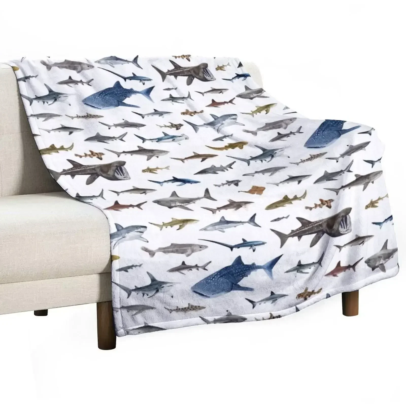 

SHARKS poster-white Throw Blanket Blankets For Sofas Beautifuls Blankets