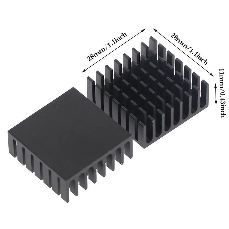 Alumínio Cooling Fin Fan, dissipador de calor IC, acessórios mais térmicos, 28mm, dissipador, 10Pcs, 28x28x11mm