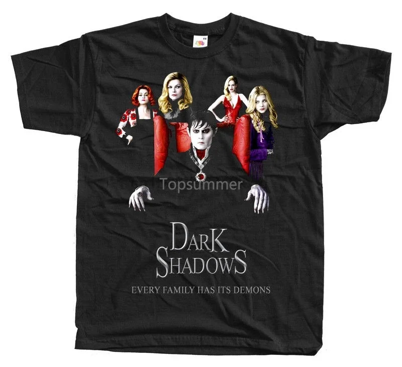 

Dark Shadows V11 Movie Poster T Shirt Black Navy Johnny Depp Heavyweight T Shirts for Men Plus Size Graphic Tees