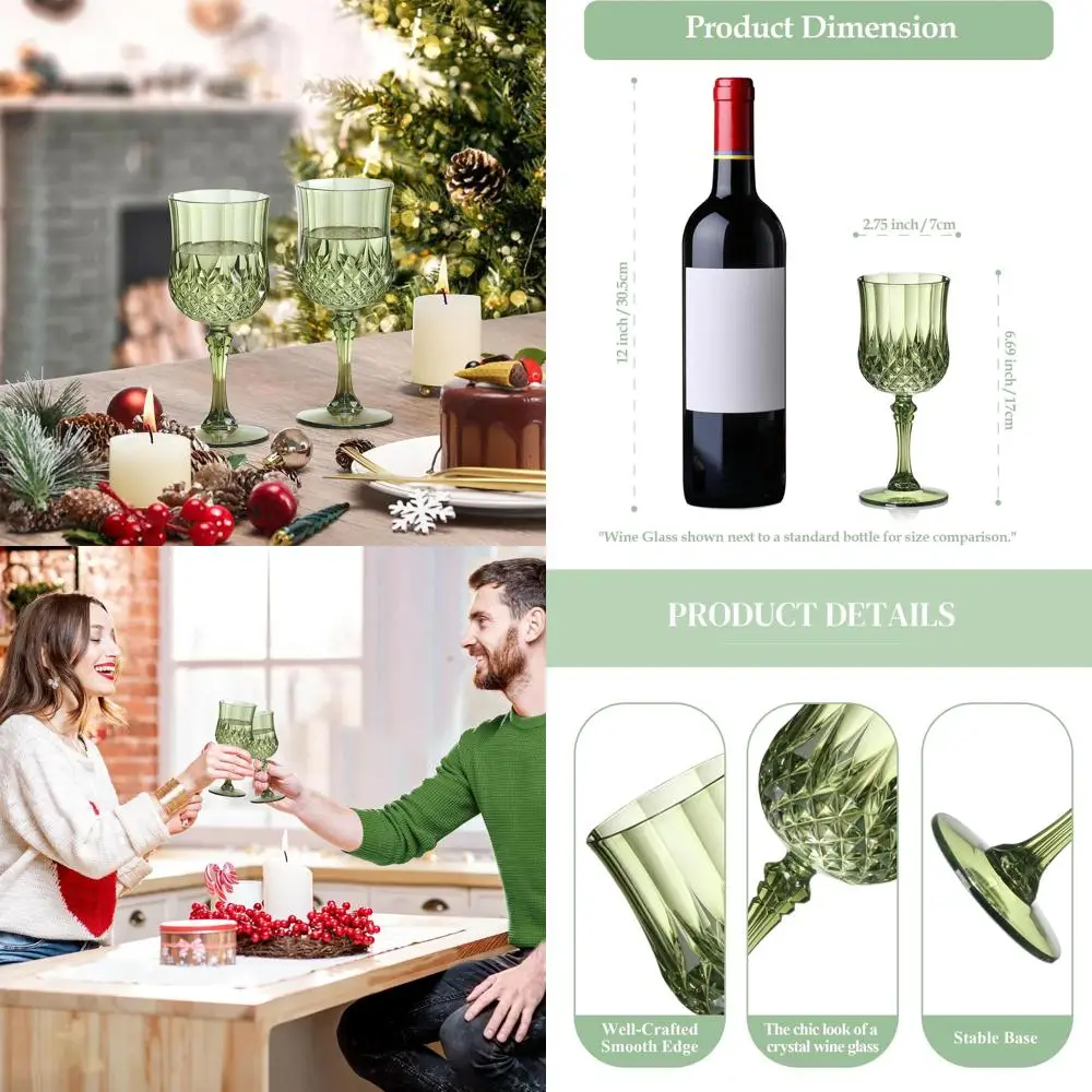 

Набор из 48 пластиковых бокалов для вина в винтажном стиле, 200 мл, небьющаяся посуда для напитков на свадьбы, многоразовые бокалы с эффектом хрусталя, идеально подходят для шампанского