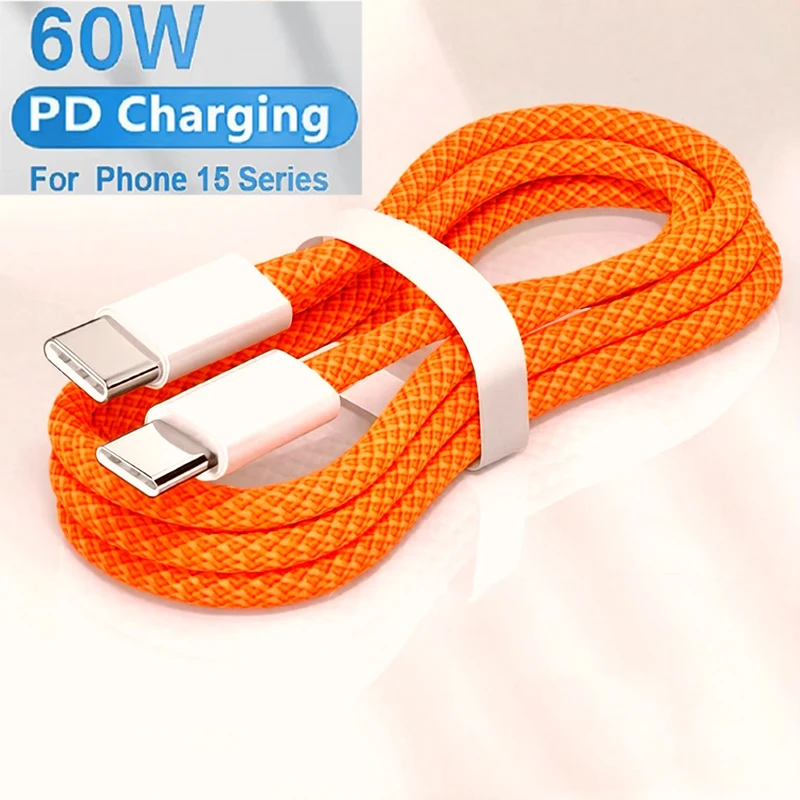 USB C to Type C Fast Charging PD 60W Mobile Phone Date Cable For Phone15 16 Android Samsung Huawei Type C Braided Charger Cable