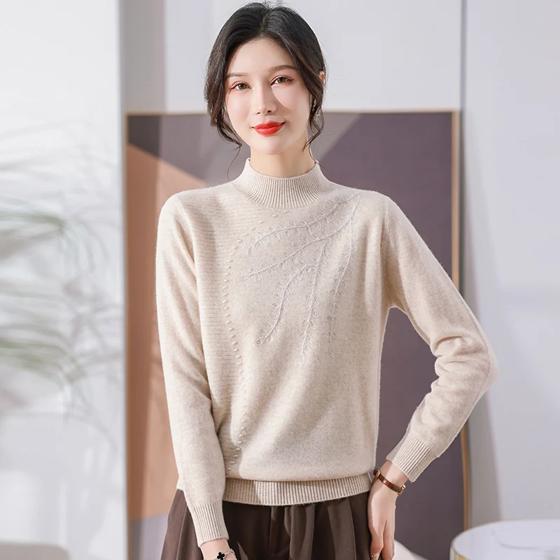 

Модный вязаный тонкий топ для женщин среднего возраста на весну-осень, в корейском стиле, свободного кроя, высокого качества