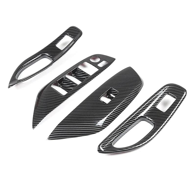 ABS Carbon Fiber Car Window Glass Lift Button Switch Trim Cover For Toyota Yaris Cross 2020-2023 Accessories RHD