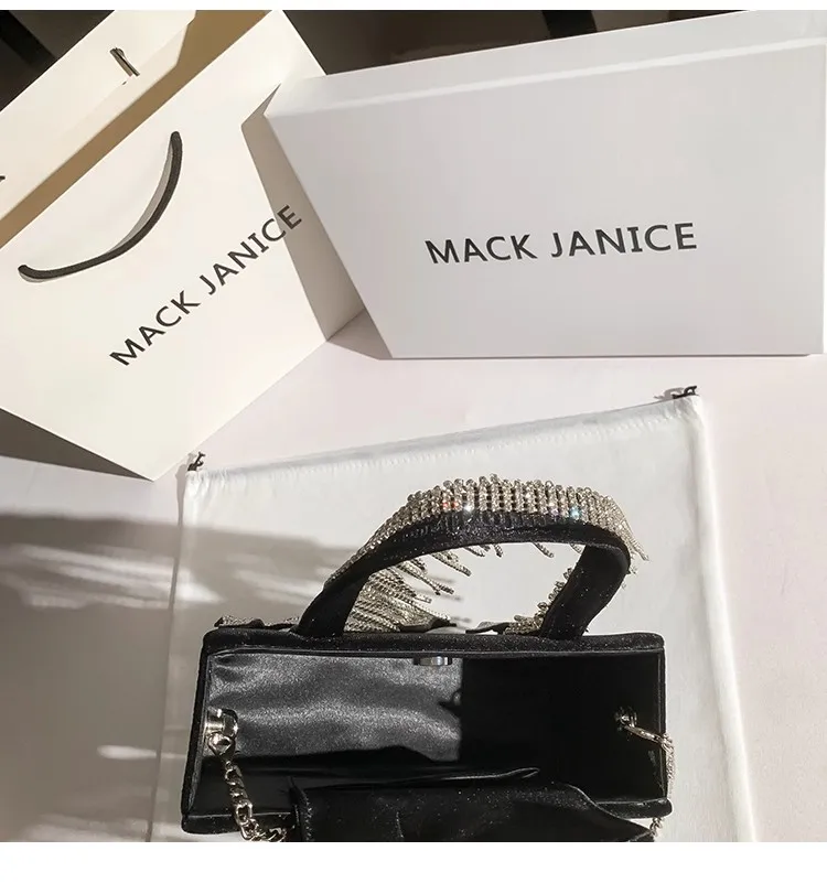 Luxury Designer Exquisite Banquet Bag Glitter Diamond Tassel Evening Bag Fashion Velvet Women Handbag Wedding Party Clutch Purse