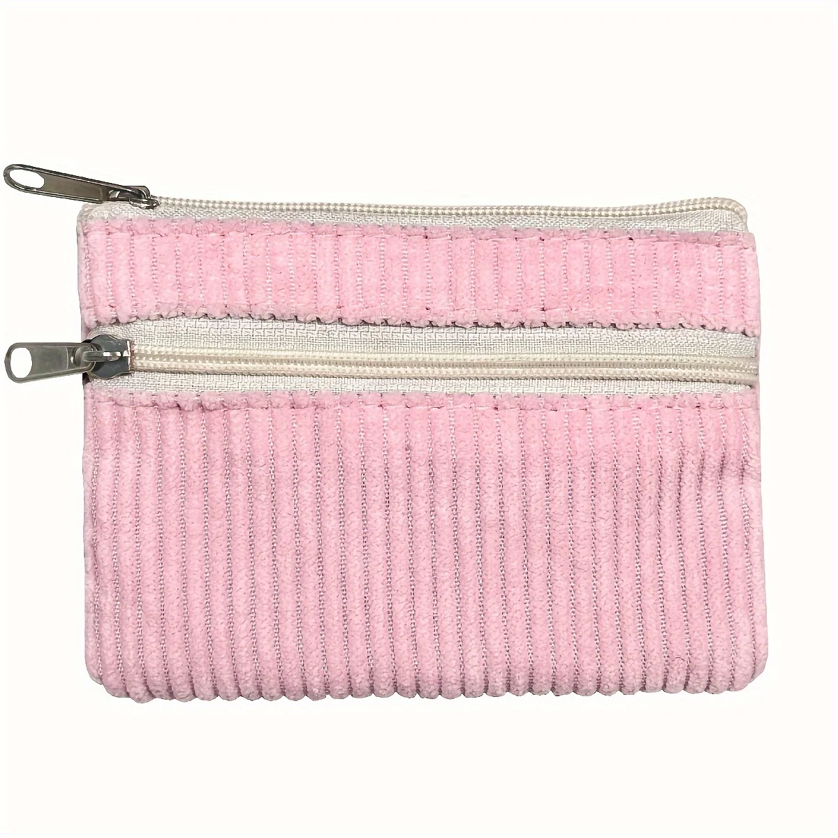 Mehrfarbige Kleingeldtasche aus Cord, Schlüsseltasche, tragbare Kartentasche, kleiner Metallreißverschlusskopf – Detail 9