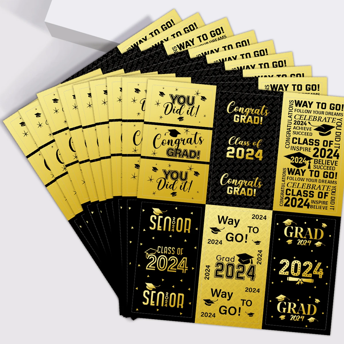 5 Sheets/Pack 2024 Graduation Decoration Label Sticker,Congrats Candy Wrapper Sticker,Party Supplies College Celebration Sticker