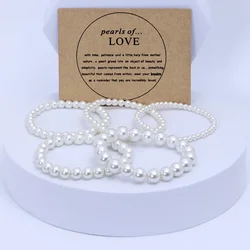 5-10mm Imitation Pearl Beads Free Adjust 18cm Girth Elastic Bracelet for Women Various Sizes or Chain Customizable Wedding Gift