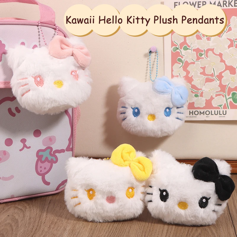 

Большой бант Hello Kitty плюшевая подвеска Kawaii Sanrio кот мягкая кукла брелок автомобильный брелок для ключей рюкзак сумка Декор подарок