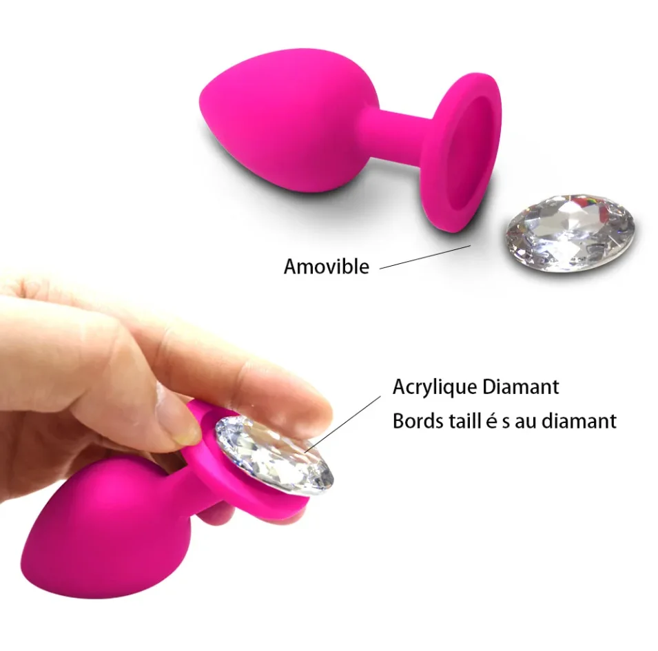 Beginner Anal Plug 3 Different Size Butt Plug With Detachable Acrylic Diamond Female Sex Toy For Men Women Couples Game