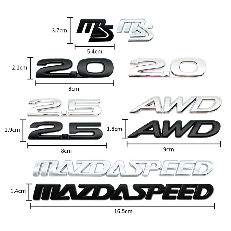 3D Metal Car Styling AWD 2.0 2.5 Emblem Car Rear Tail Trunk Sticker For Mazda M3 M5 MAZDASPEED MS Badge Decal Front Grill Decor