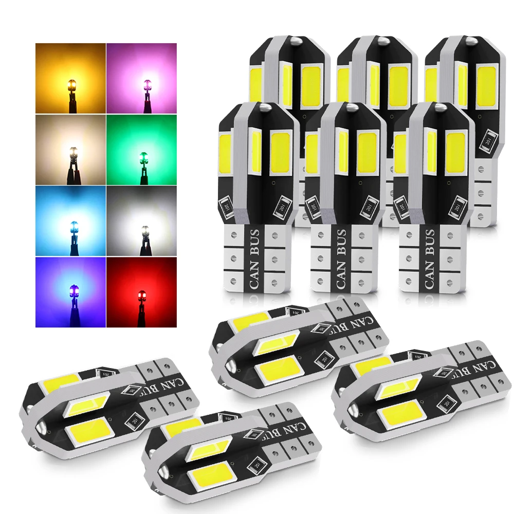 2/10Pcs Canbus T10 LED W5W Car Interior Light Error Free 5630 8SMD 12V License Plate Lamp Side Parking DRL Bulb Warm White Amber