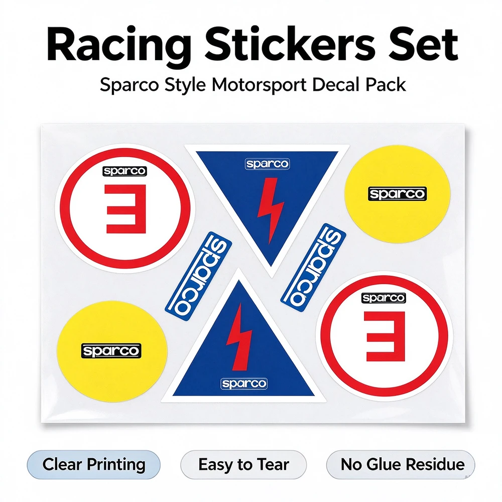 Colorful Racing Symbol Vinyl Sticker Set, Triangle Lightning & Round Sign Motorsport Decals for Helmet, Car, Toolbox Decor