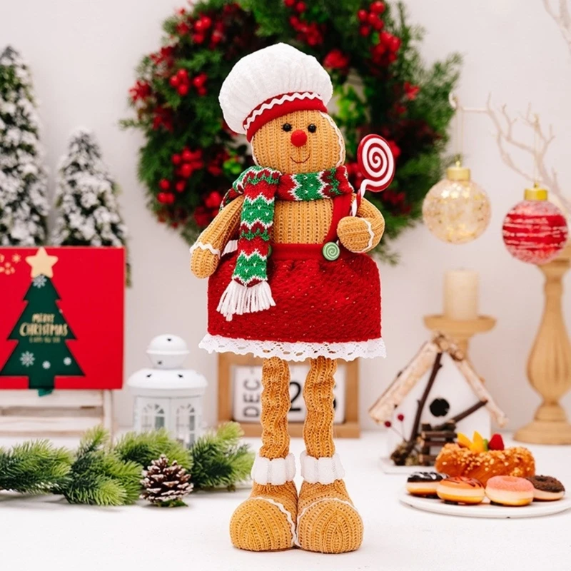 Set of 2 Elegant Gingerbreads Man Gnomes Decoration Scalable Plush Ornament Dropship