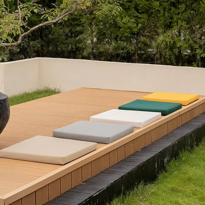 Outdoor Waterproof Sunscreen Mite Proof Square Seat Cushion Removable Washable Cover 100 Polyester Solid Color Sponge Chair