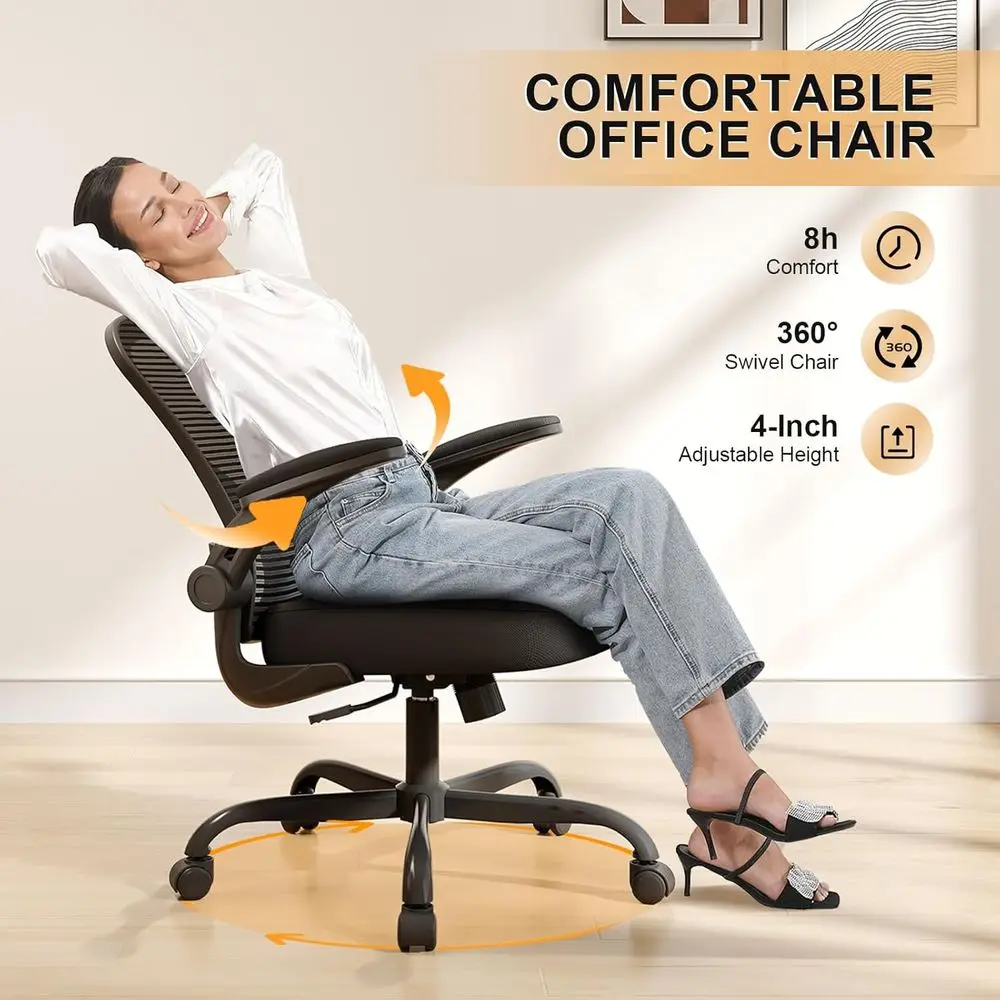 Office Chair, Ergonomic Desk Chairs 330LBS Capacity High Back Mesh Computer Chair with Flip-up Armrests, Comfy Work Chair with A