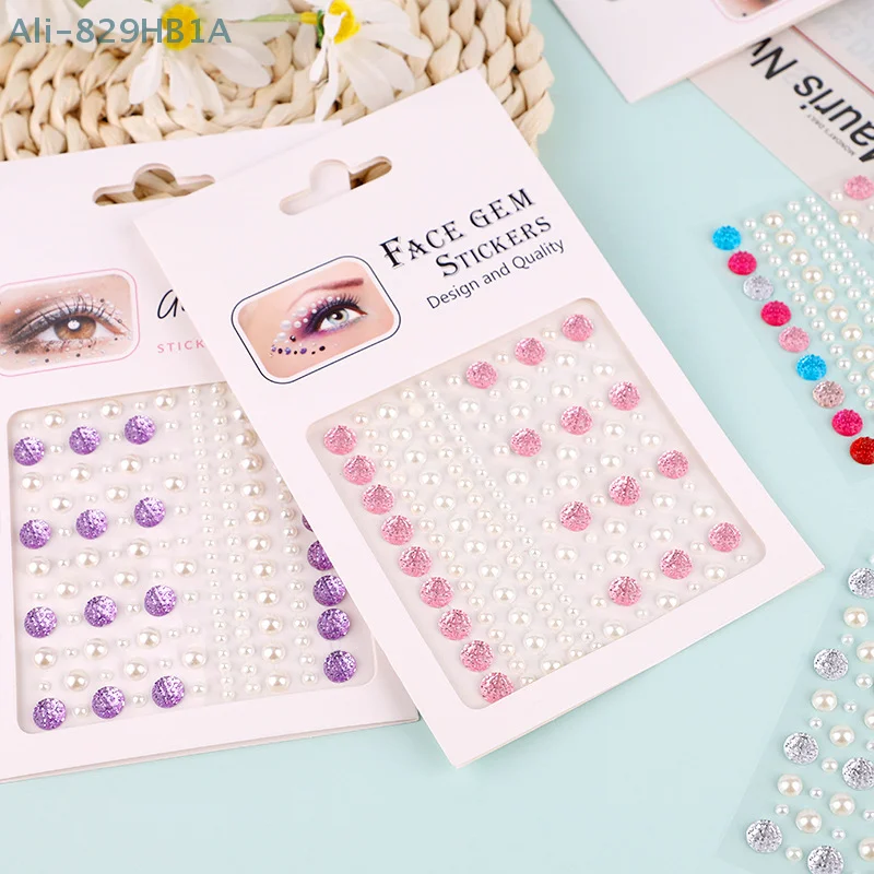 Makeup Pearl Round Diamond Eyes Face Diy Body Crystal Gems Tattoo Adhesive Nail Art Decoration Acrylic Eyeshadow Sticker