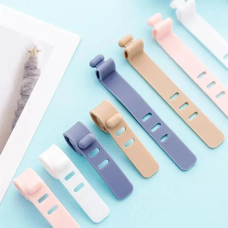 20/5/1Pcs Reusable Fastening Cable Ties Cord Organizer for Earphone Mouse Cable Winder Portable Soft Silicone Wire Organizer