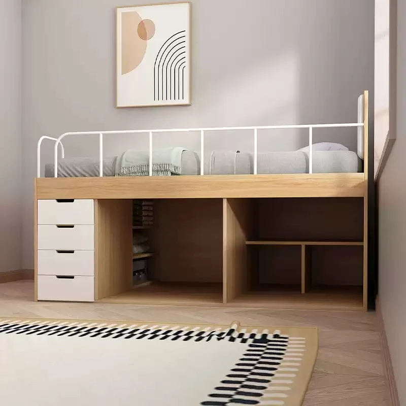 Customizable small apartment children's half-height bed bedroom storage tatami bed view 4