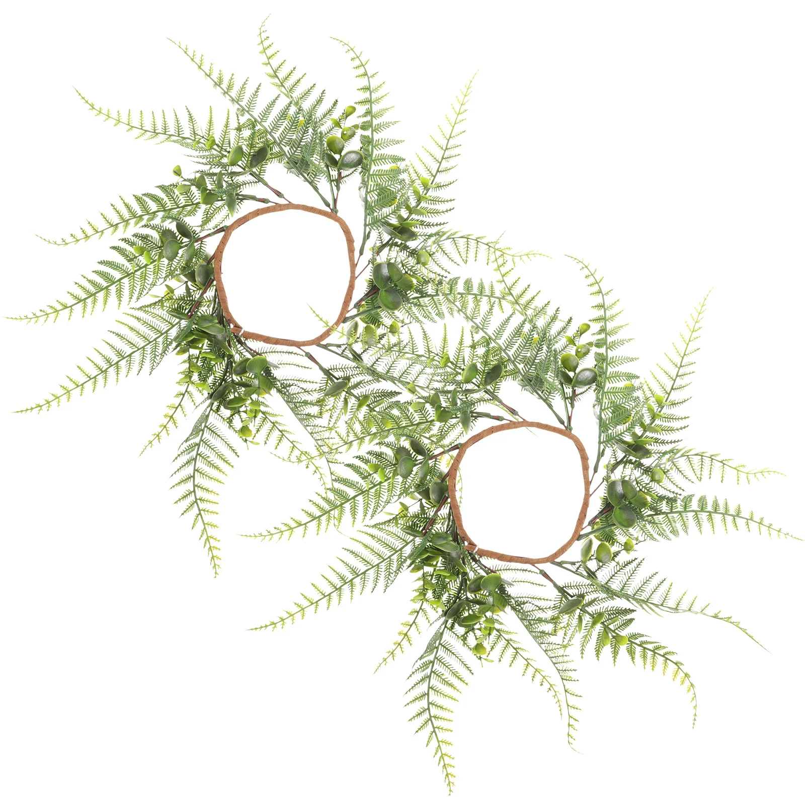 

2Pcs Ferns Artificial Greenery Wreath Rings Lightweight Rings for Wedding Party Table Decor