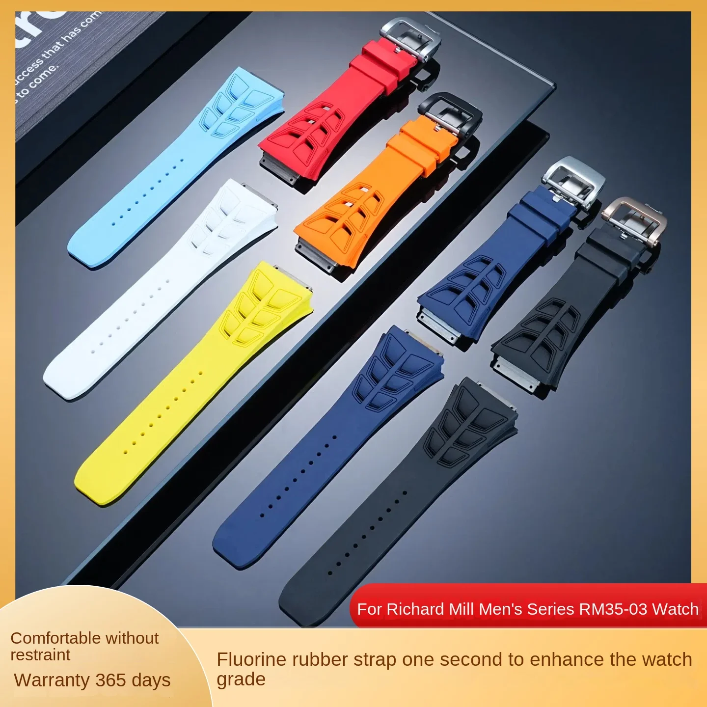 For Richard Mille strap FMK strap RM67-01/02 RM055 RM030 RM35-01 35-02/03 RM12-01 21-02 VITON watch band Black blue Orange White